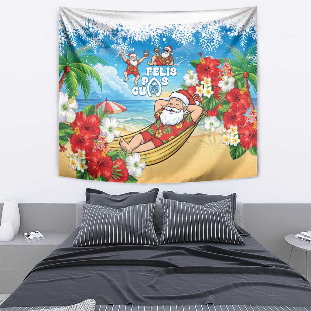 Guam Christmas Tapestry Felis Pasgua Chilling Santa - Polynesian Pride