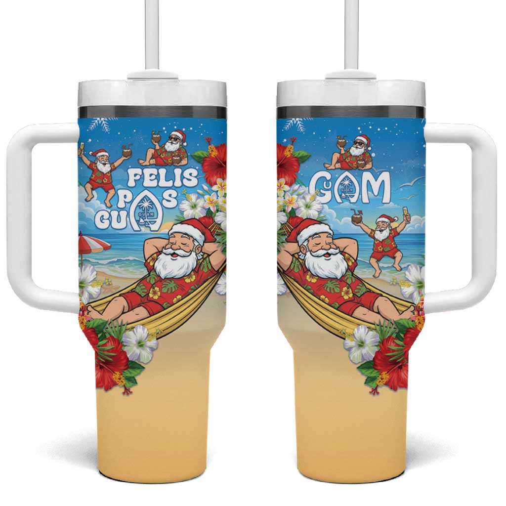 Guam Christmas Tumbler With Handle Felis Pasgua Chilling Santa - Polynesian Pride