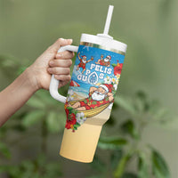Guam Christmas Tumbler With Handle Felis Pasgua Chilling Santa - Polynesian Pride