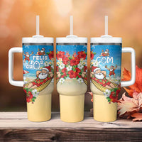 Guam Christmas Tumbler With Handle Felis Pasgua Chilling Santa - Polynesian Pride