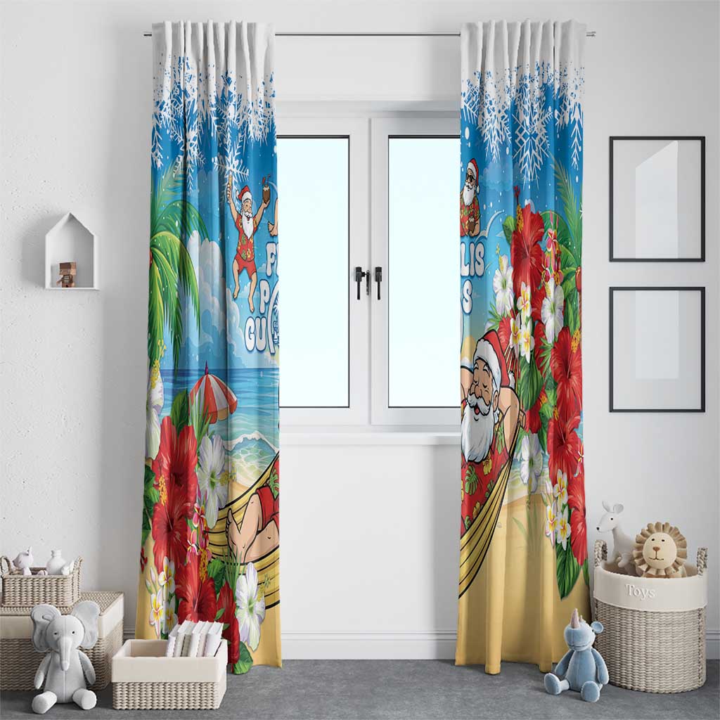 Guam Christmas Window Curtain Felis Pasgua Chilling Santa - Polynesian Pride