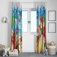 Guam Christmas Window Curtain Felis Pasgua Chilling Santa - Polynesian Pride