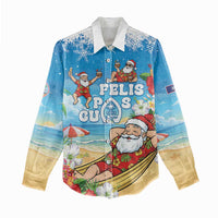 Guam Christmas Women Casual Shirt Felis Pasgua Chilling Santa - Polynesian Pride