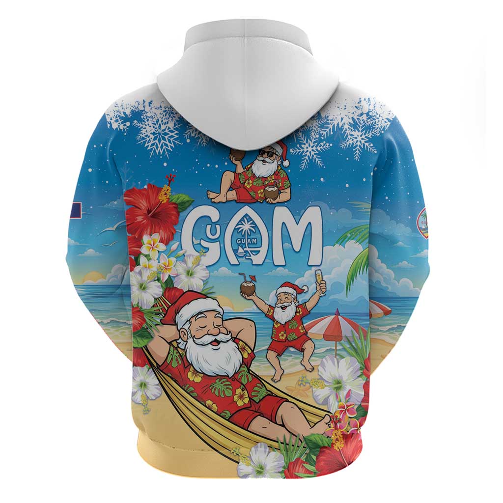 Guam Christmas Zip Hoodie Felis Pasgua Chilling Santa - Polynesian Pride