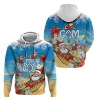 Guam Christmas Zip Hoodie Felis Pasgua Chilling Santa - Polynesian Pride