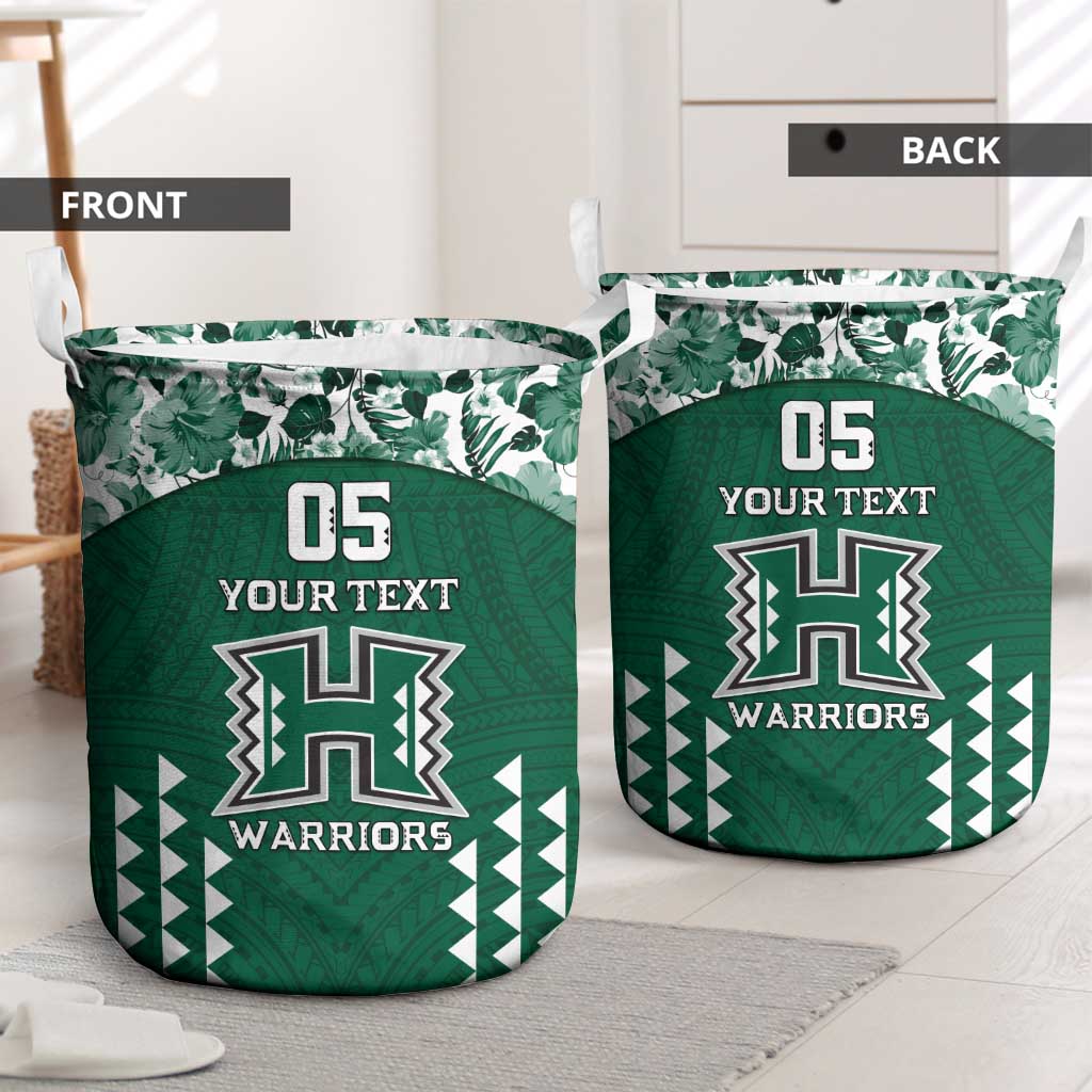 Custom Hawaii Football Laundry Basket Rainbow Warriors Tropical Vibes - Polynesian Pride