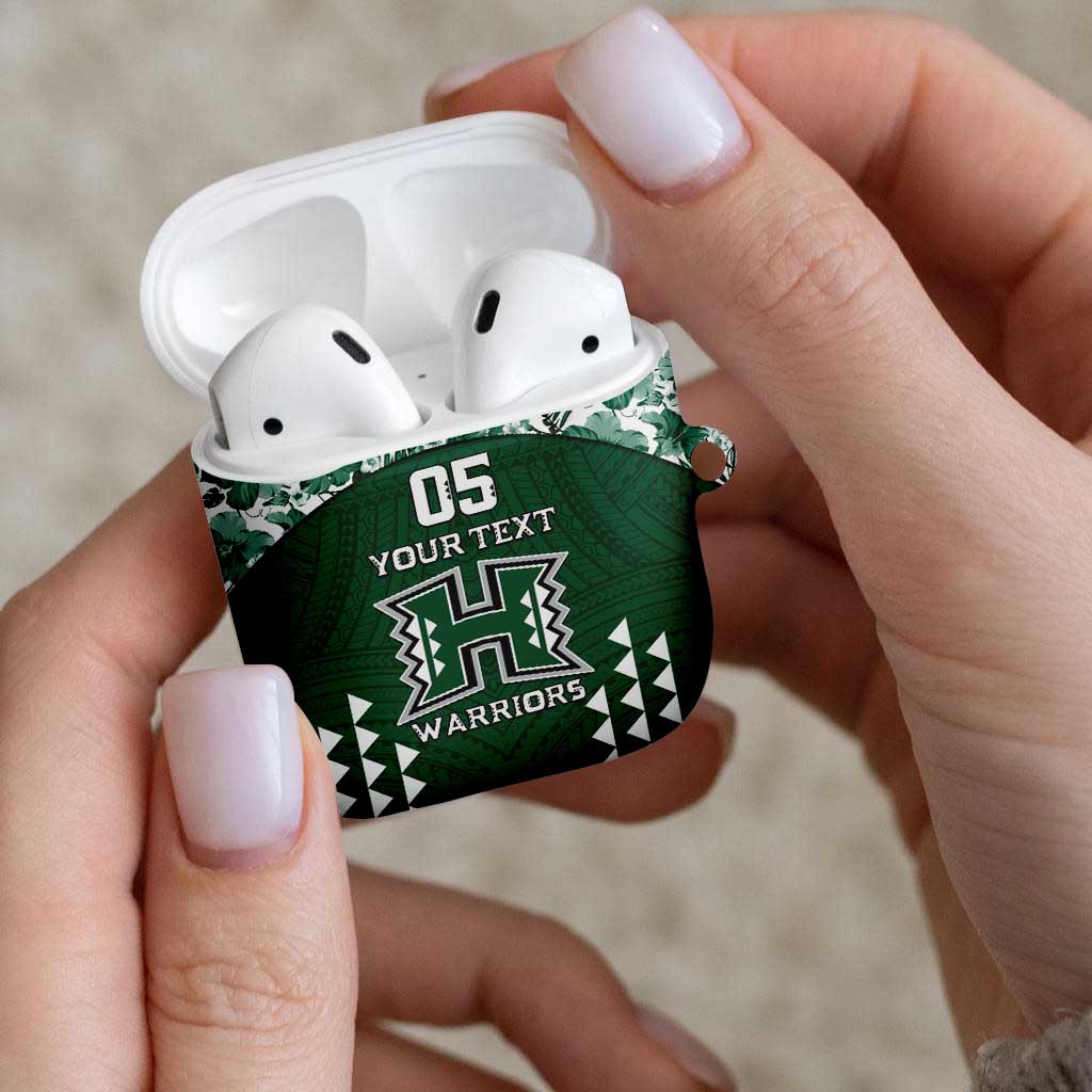 Custom Hawaii Football AirPods Case Rainbow Warriors Tropical Vibes - Polynesian Pride