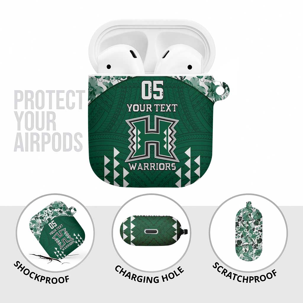 Custom Hawaii Football AirPods Case Rainbow Warriors Tropical Vibes - Polynesian Pride