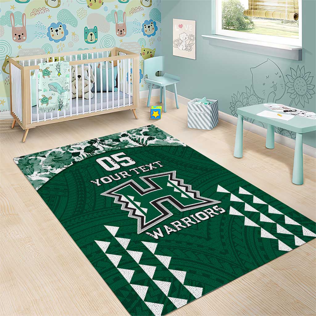 Custom Hawaii Football Area Rug Rainbow Warriors Tropical Vibes - Polynesian Pride