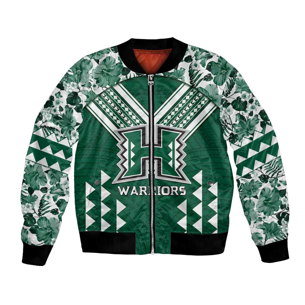 Custom Hawaii Football Bomber Jacket Rainbow Warriors Tropical Vibes - Polynesian Pride