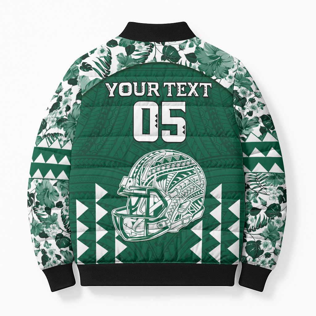 Custom Hawaii Football Bomber Puffer Jacket Rainbow Warriors Tropical Vibes - Polynesian Pride