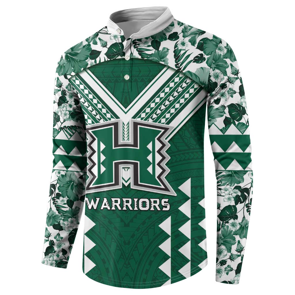 Custom Hawaii Football Button Sweatshirt Rainbow Warriors Tropical Vibes - Polynesian Pride