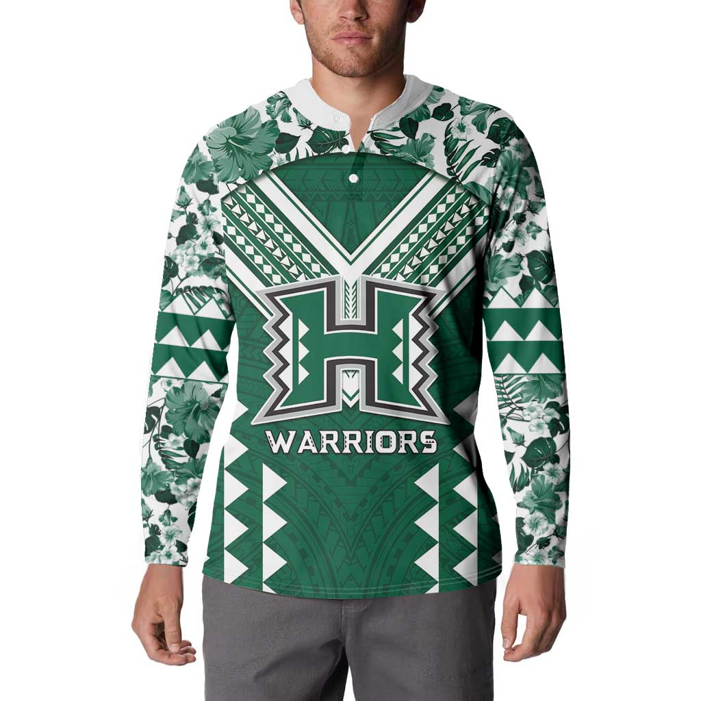 Custom Hawaii Football Button Sweatshirt Rainbow Warriors Tropical Vibes - Polynesian Pride