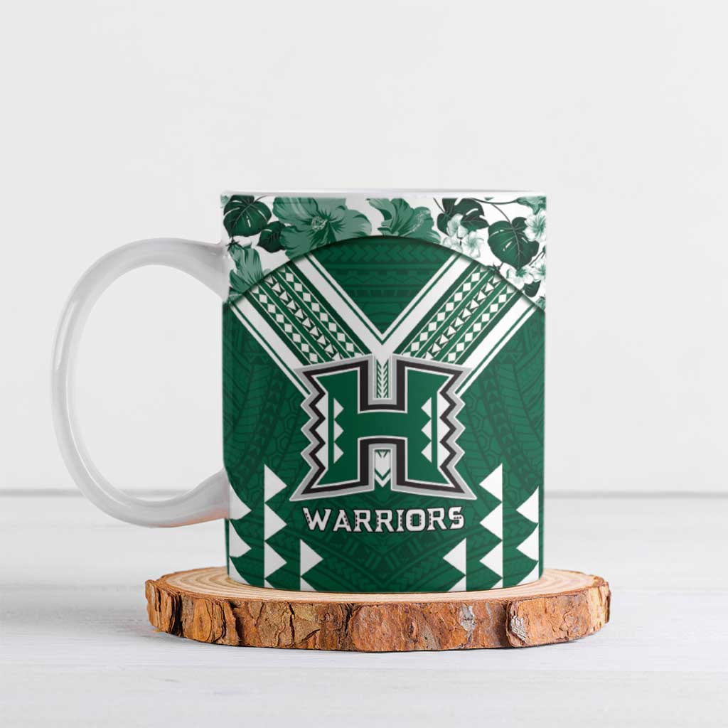 Custom Hawaii Football Ceramic Mug Rainbow Warriors Tropical Vibes - Polynesian Pride