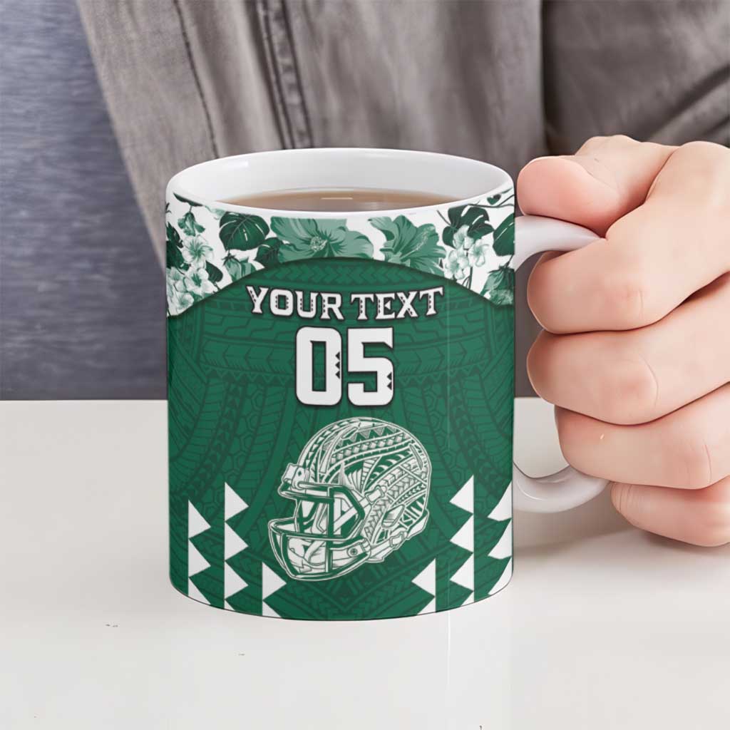 Custom Hawaii Football Ceramic Mug Rainbow Warriors Tropical Vibes - Polynesian Pride