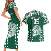 Custom Hawaii Football Couples Matching Short Sleeve Bodycon Dress and Hawaiian Shirt Rainbow Warriors Tropical Vibes - Polynesian Pride