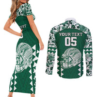 Custom Hawaii Football Couples Matching Short Sleeve Bodycon Dress and Long Sleeve Button Shirt Rainbow Warriors Tropical Vibes - Polynesian Pride