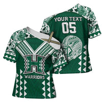 Custom Hawaii Football Cross Shoulder Shirt Rainbow Warriors Tropical Vibes - Polynesian Pride