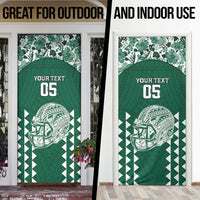 Custom Hawaii Football Door Cover Rainbow Warriors Tropical Vibes - Polynesian Pride