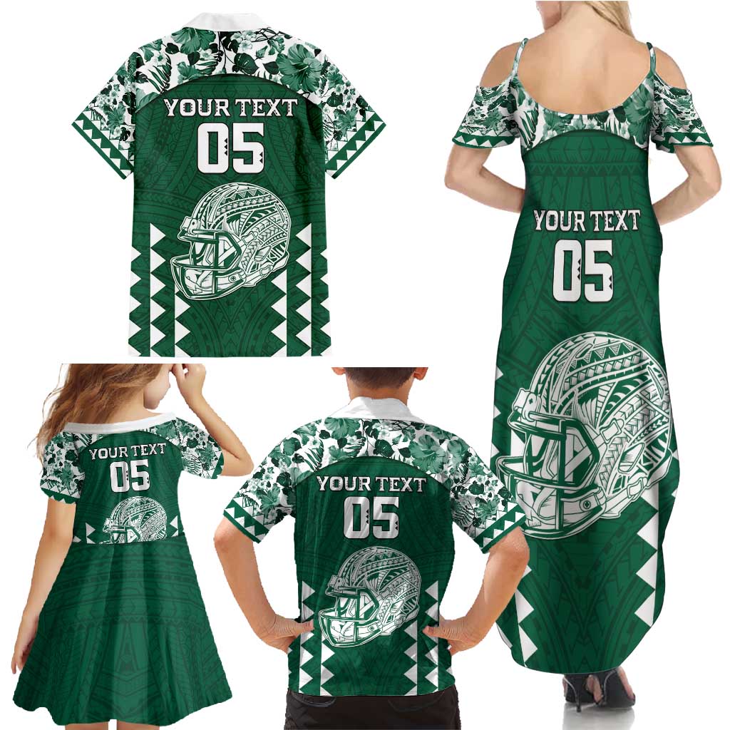 Custom Hawaii Football Family Matching Summer Maxi Dress and Hawaiian Shirt Rainbow Warriors Tropical Vibes - Polynesian Pride