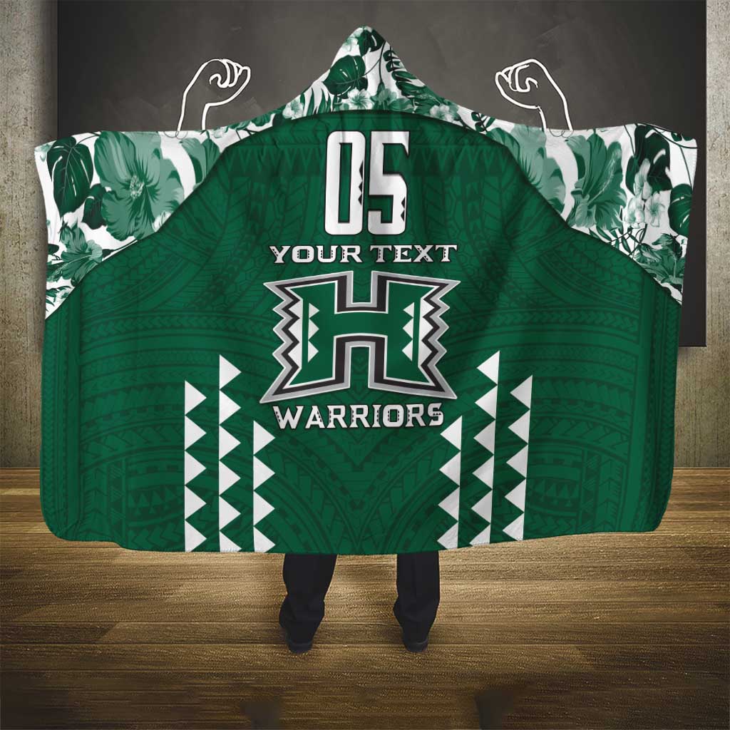 Custom Hawaii Football Hooded Blanket Rainbow Warriors Tropical Vibes - Polynesian Pride