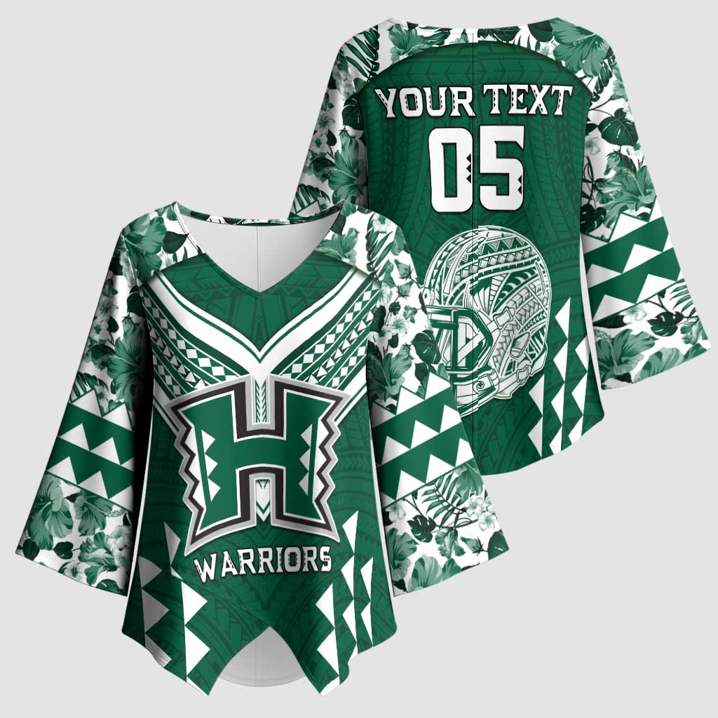 Custom Hawaii Football Kimono Sleeve Blouse Rainbow Warriors Tropical Vibes - Polynesian Pride