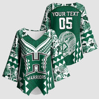 Custom Hawaii Football Kimono Sleeve Blouse Rainbow Warriors Tropical Vibes - Polynesian Pride