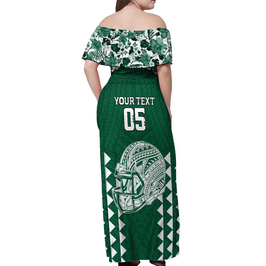 Custom Hawaii Football Off Shoulder Maxi Dress Rainbow Warriors Tropical Vibes - Polynesian Pride
