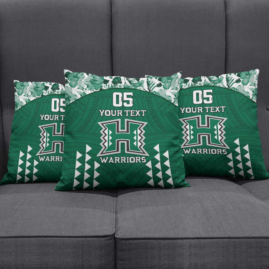 Custom Hawaii Football Pillow Cover Rainbow Warriors Tropical Vibes - Polynesian Pride