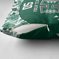 Custom Hawaii Football Pillow Cover Rainbow Warriors Tropical Vibes - Polynesian Pride