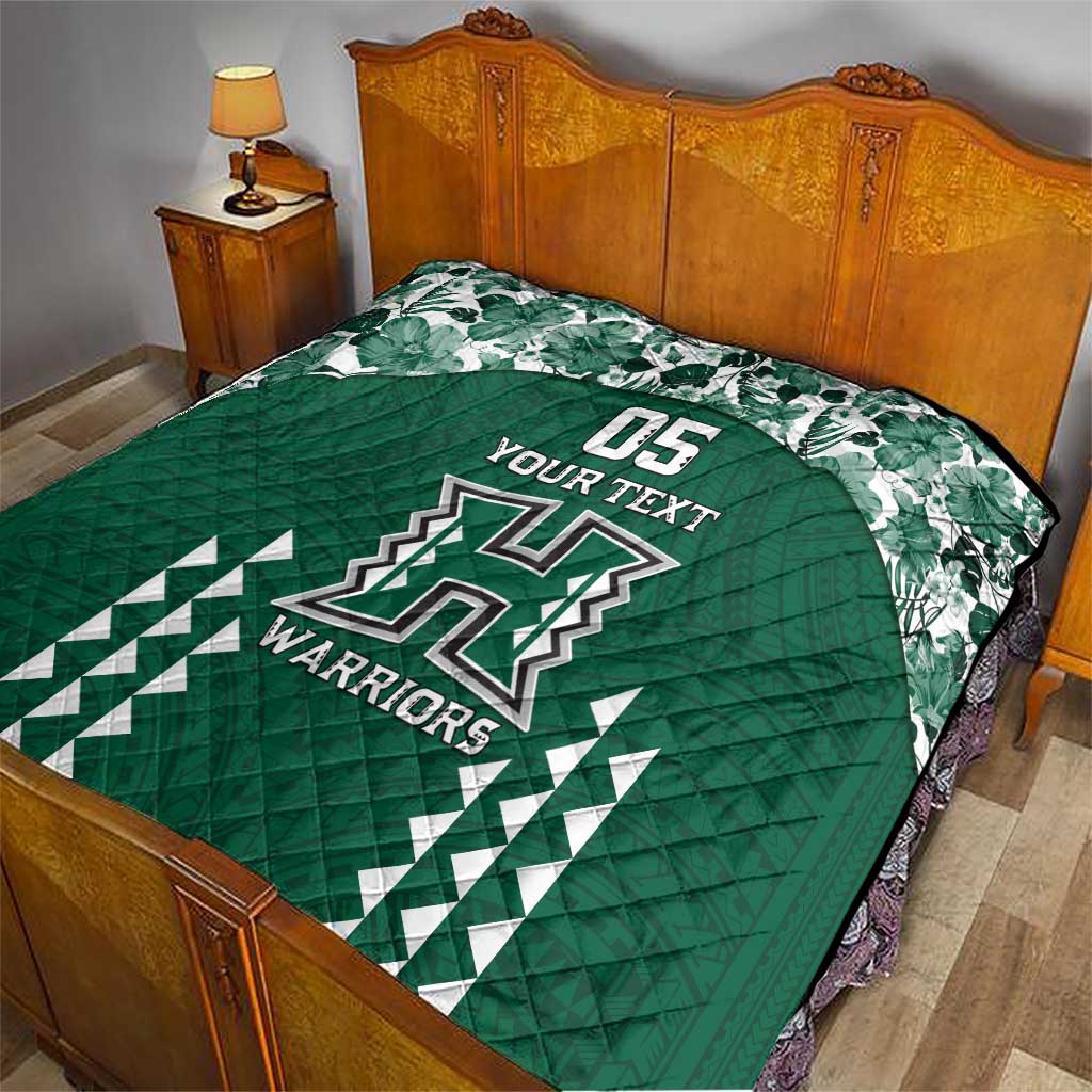 Custom Hawaii Football Quilt Rainbow Warriors Tropical Vibes - Polynesian Pride