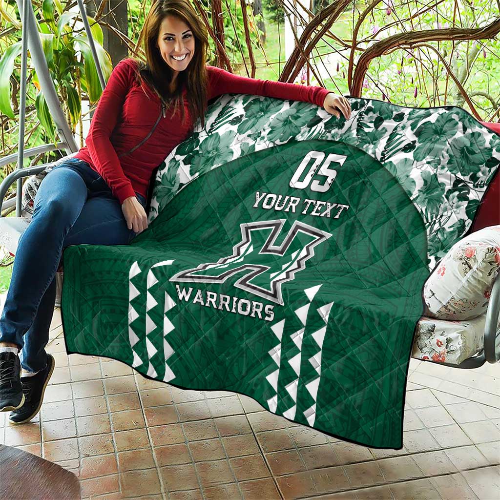 Custom Hawaii Football Quilt Rainbow Warriors Tropical Vibes - Polynesian Pride