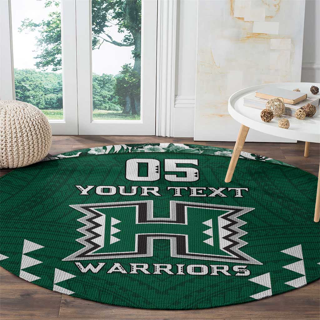 Custom Hawaii Football Round Carpet Rainbow Warriors Tropical Vibes - Polynesian Pride