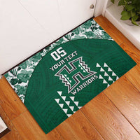 Custom Hawaii Football Rubber Doormat Rainbow Warriors Tropical Vibes - Polynesian Pride