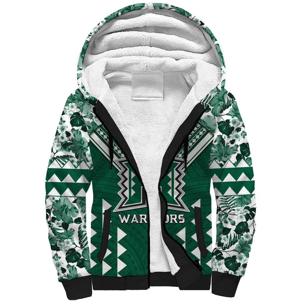 Custom Hawaii Football Sherpa Hoodie Rainbow Warriors Tropical Vibes - Polynesian Pride