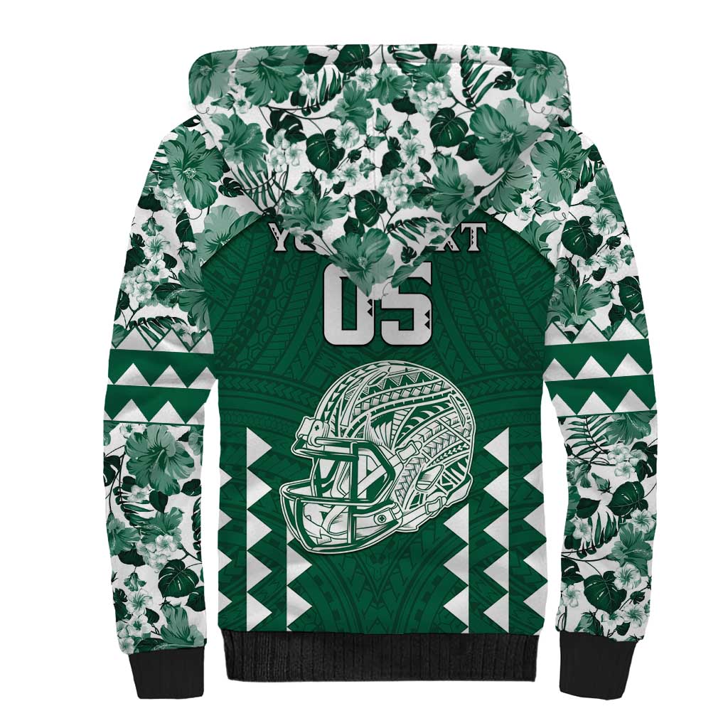 Custom Hawaii Football Sherpa Hoodie Rainbow Warriors Tropical Vibes - Polynesian Pride