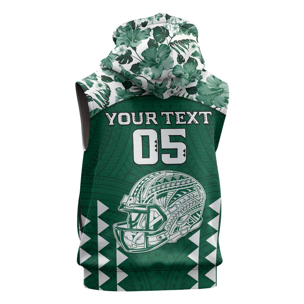 Custom Hawaii Football Sleeveless Hoodie Rainbow Warriors Tropical Vibes - Polynesian Pride