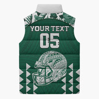 Custom Hawaii Football Sleeveless Puffer Jacket Rainbow Warriors Tropical Vibes - Polynesian Pride