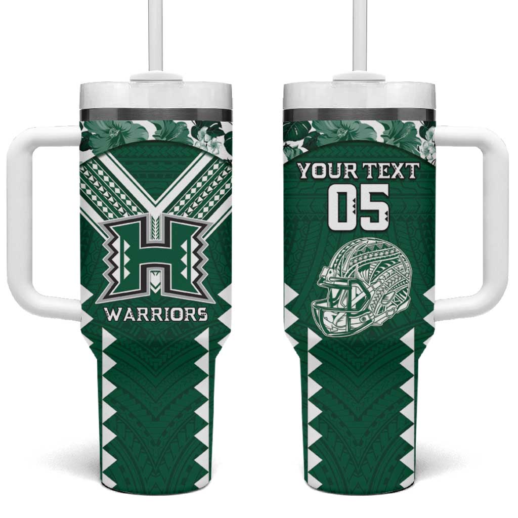Custom Hawaii Football Tumbler With Handle Rainbow Warriors Tropical Vibes - Polynesian Pride