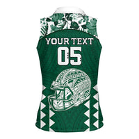 Custom Hawaii Football Women Sleeveless Polo Shirt Rainbow Warriors Tropical Vibes - Polynesian Pride