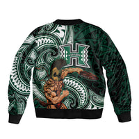 Hawaii Ikaika Warrior Football Bomber Jacket Polynesian Tribal Tattoo - Polynesian Pride
