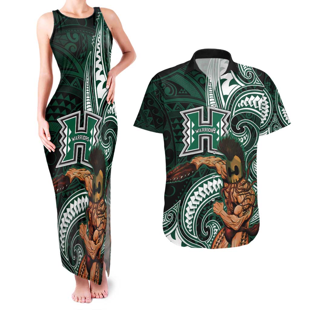 Hawaii Ikaika Warrior Football Couples Matching Tank Maxi Dress and Hawaiian Shirt Polynesian Tribal Tattoo - Polynesian Pride