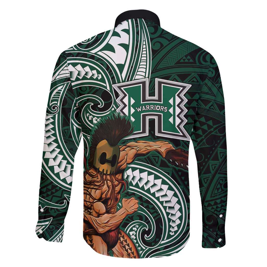 Hawaii Ikaika Warrior Football Family Matching Long Sleeve Bodycon Dress and Hawaiian Shirt Polynesian Tribal Tattoo - Polynesian Pride