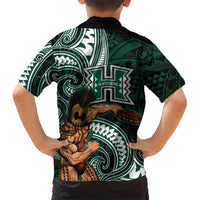 Hawaii Ikaika Warrior Football Family Matching Off Shoulder Short Dress and Hawaiian Shirt Polynesian Tribal Tattoo LT05 - Polynesian Pride