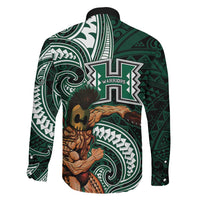 Hawaii Ikaika Warrior Football Family Matching Off Shoulder Short Dress and Hawaiian Shirt Polynesian Tribal Tattoo LT05 - Polynesian Pride