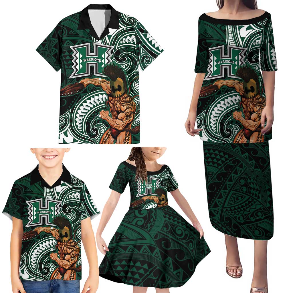 Hawaii Ikaika Warrior Football Family Matching Puletasi and Hawaiian Shirt Polynesian Tribal Tattoo - Polynesian Pride