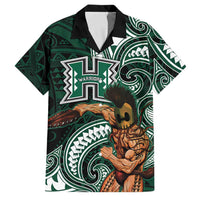 Hawaii Ikaika Warrior Football Family Matching Puletasi and Hawaiian Shirt Polynesian Tribal Tattoo LT05 Dad's Shirt - Short Sleeve Black - Polynesian Pride