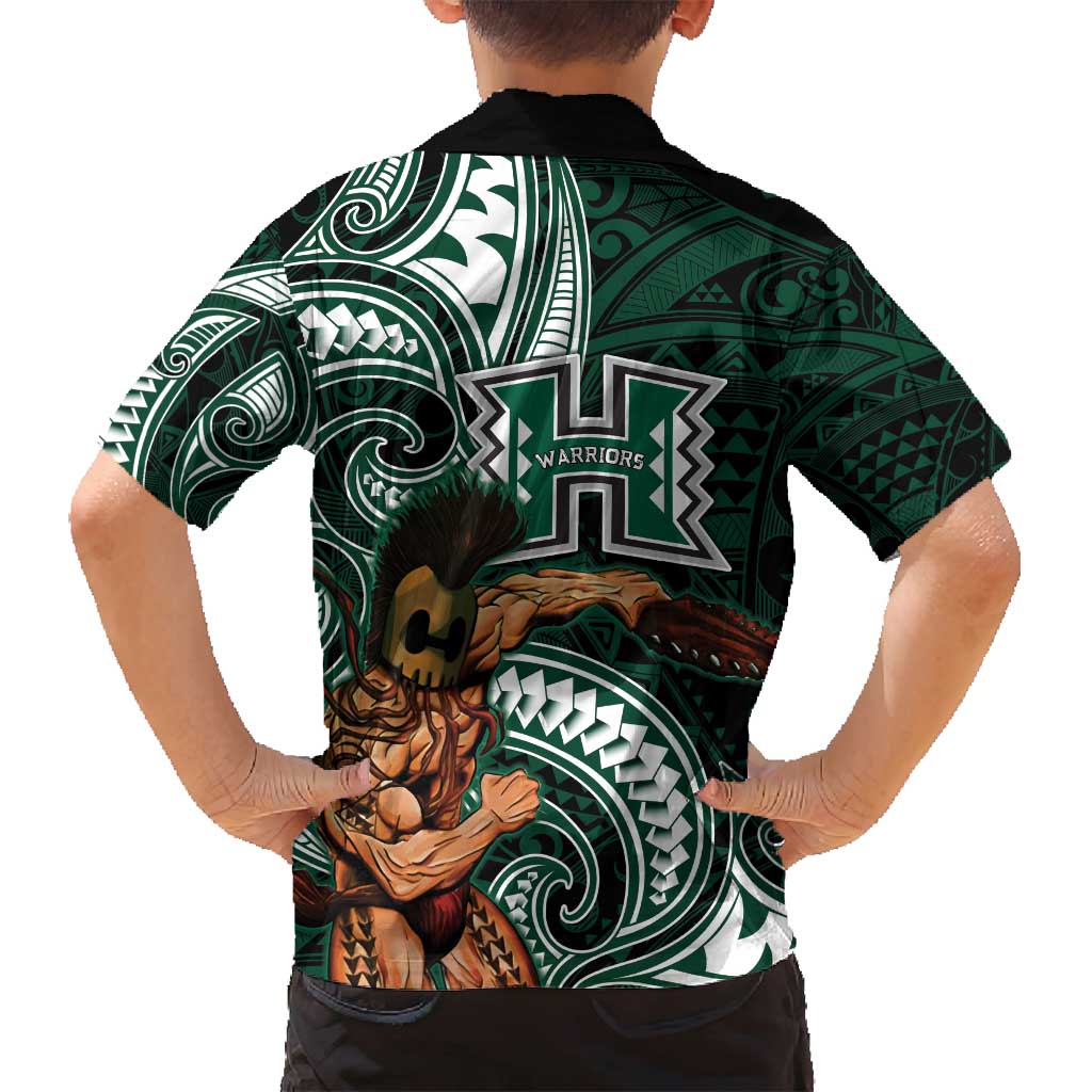 Hawaii Ikaika Warrior Football Family Matching Summer Maxi Dress and Hawaiian Shirt Polynesian Tribal Tattoo - Polynesian Pride