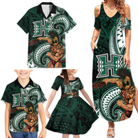 Hawaii Ikaika Warrior Football Family Matching Summer Maxi Dress and Hawaiian Shirt Polynesian Tribal Tattoo - Polynesian Pride