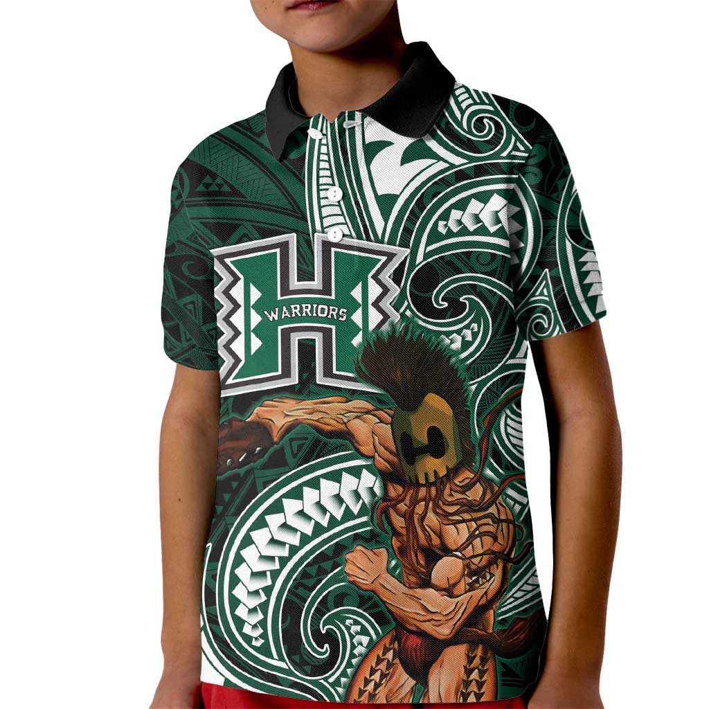 Hawaii Ikaika Warrior Football Kid Polo Shirt Polynesian Tribal Tattoo - Polynesian Pride